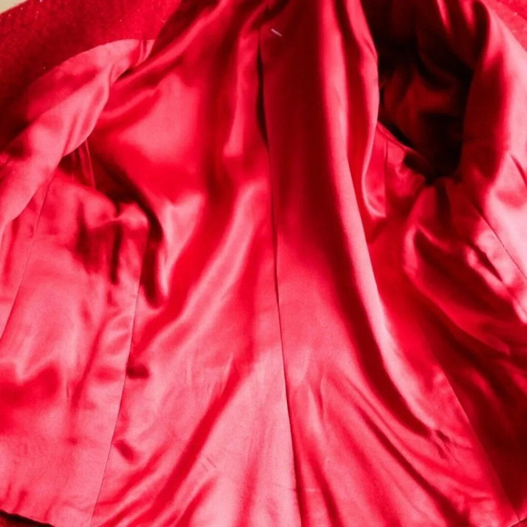 Vintage  50s 60s Fitted Cropped Bright Red Silver Lurex Thread Accent Blazer - Picture 11 of 11